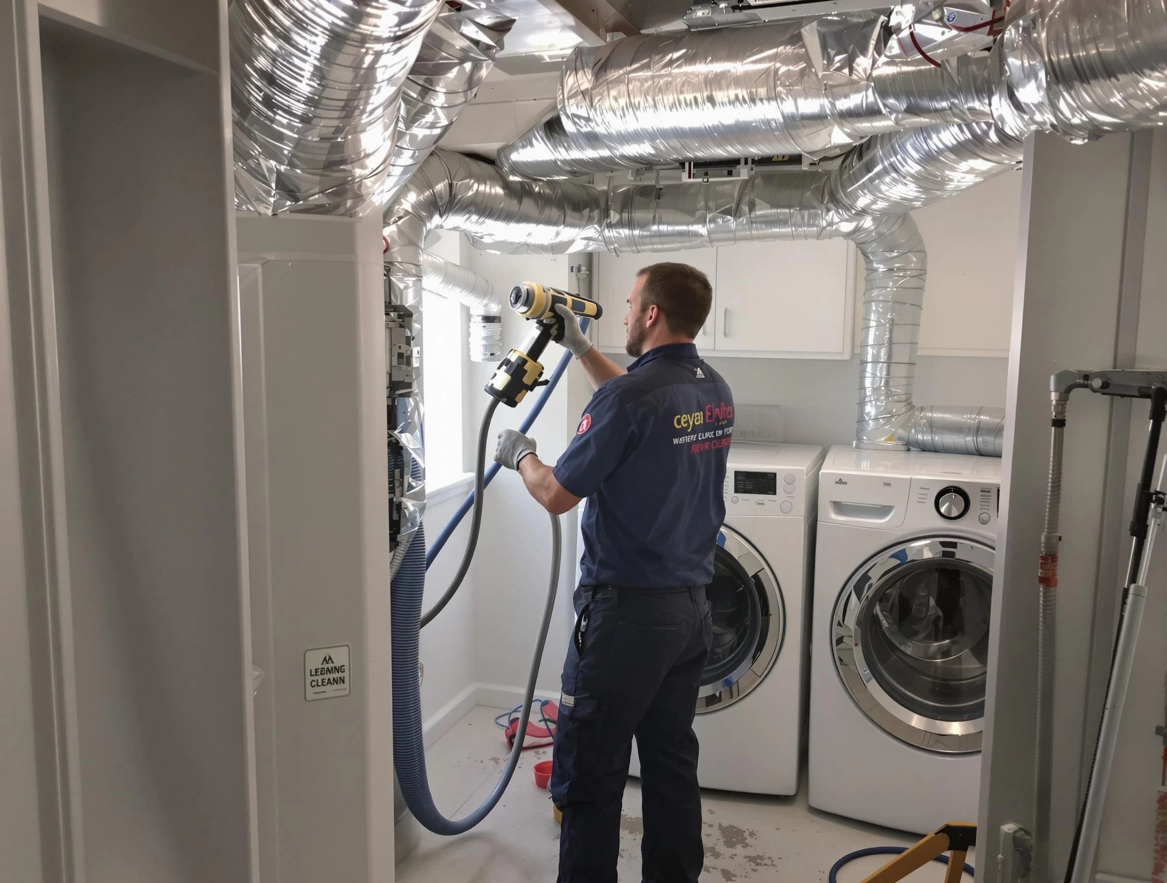 Hendersonville Dryer Vent Cleaning specialist using advanced equipment for thorough duct cleaning in Hendersonville