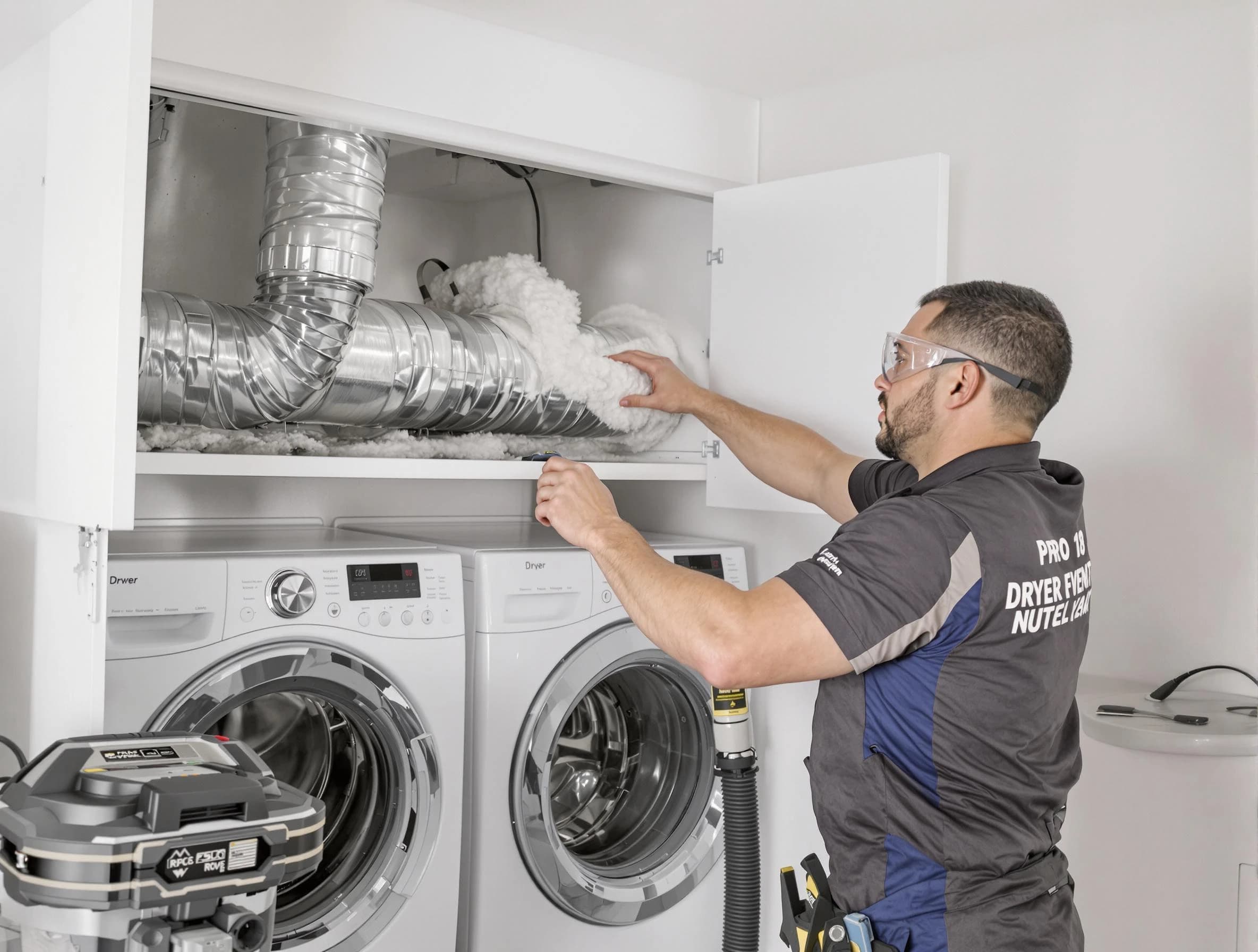 Hendersonville Dryer Vent Cleaning certified technician performing specialized gas dryer vent cleaning in Hendersonville