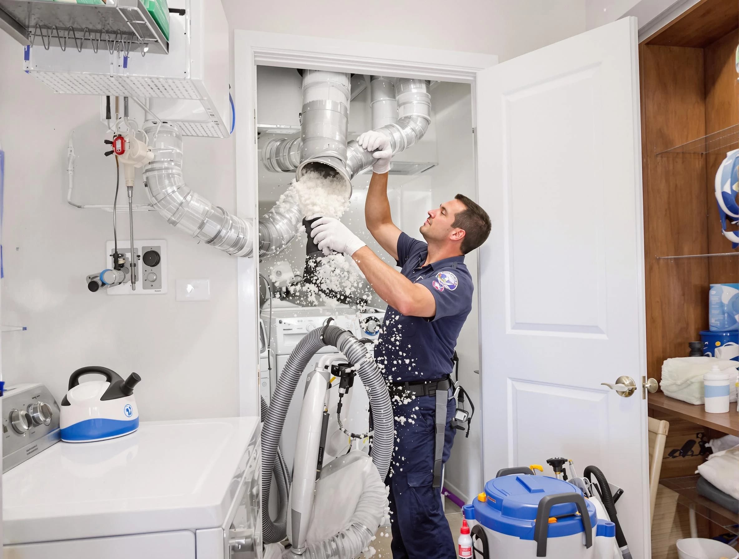 Hendersonville Dryer Vent Cleaning technician delivering thorough residential dryer vent cleaning service in Hendersonville