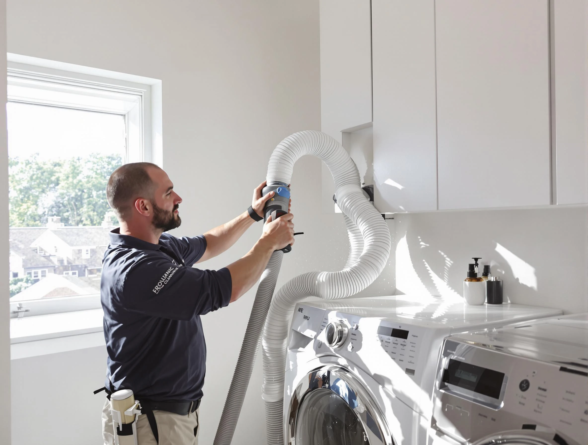 Certified Hendersonville Dryer Vent Cleaning technician performing dryer vent cleaning in Hendersonville